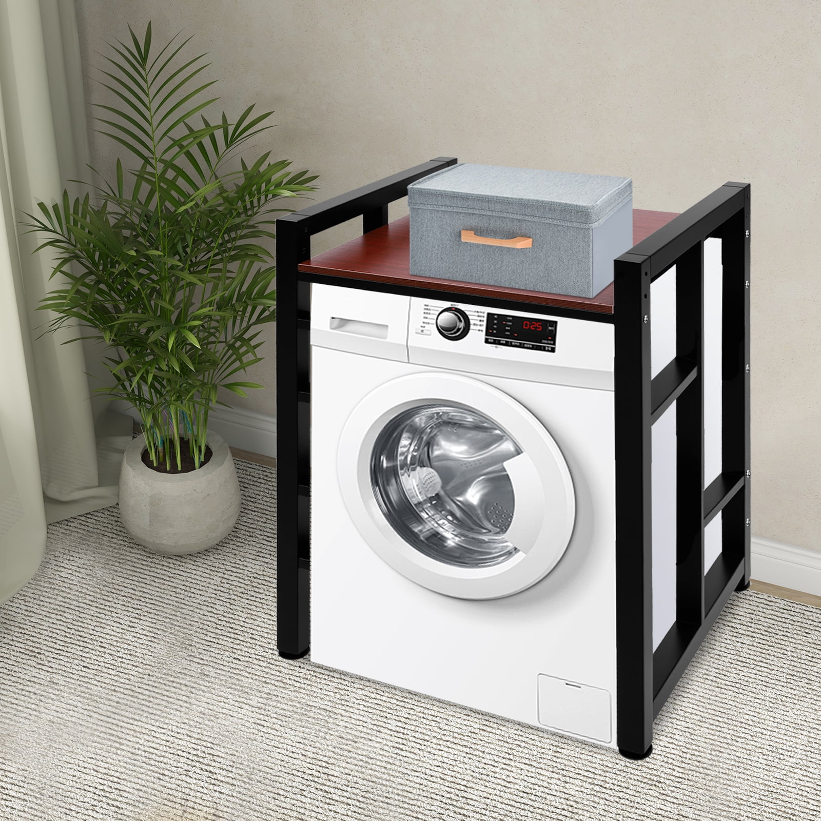 Multi-Purpose Storage Shelf, Washer Dryer Stand with Adjustable Feet, 105cm Height, Suitable for Various Home Appliances