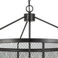 thumbnail image 3 of 6 Bulb Chandelier with Metal Drum Mesh Shade, Black - Saltoro Sherpi, 3 of 5
