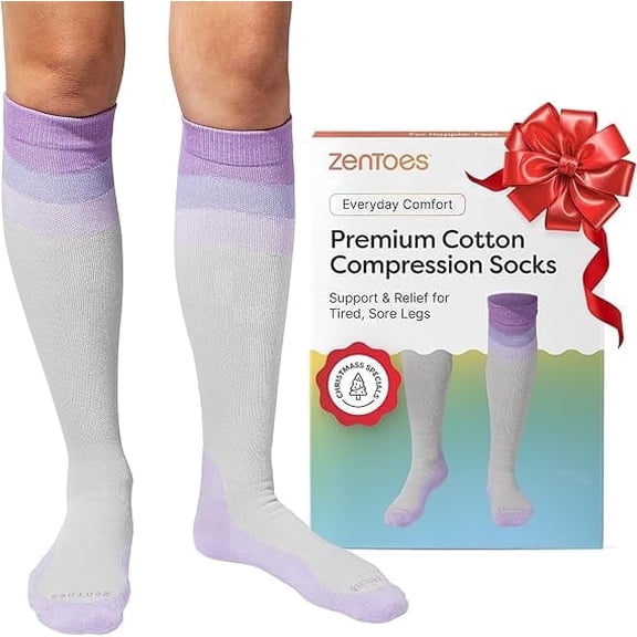 ZenToes Knee High Athletic Compression Socks for Men Women with Ball of Foot Cushion, 1 Pair, Small, Lilac