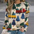 thumbnail image 2 of Christmas Train Cedar Tree Womens Oversized Sweatshirts Hoodies Crewneck Casual Tops Comfy FallWinter Clothes 2024, 2 of 7
