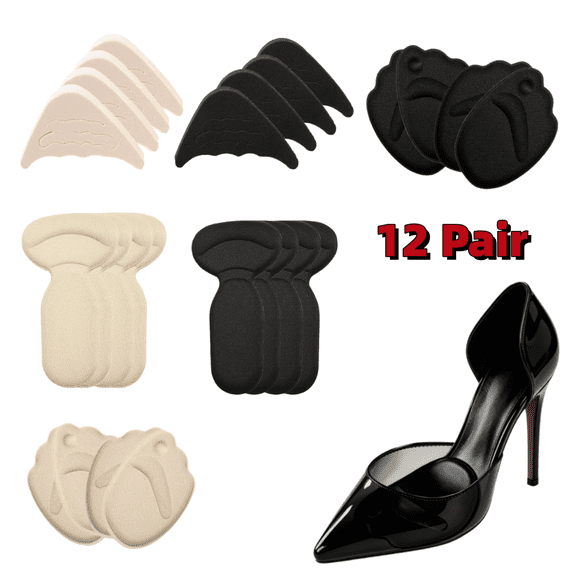 Heel Pads for Shoes 12 Pairs Shoe Inserts for High Heel Self-Adhesive Heel Cushion Inserts for Women