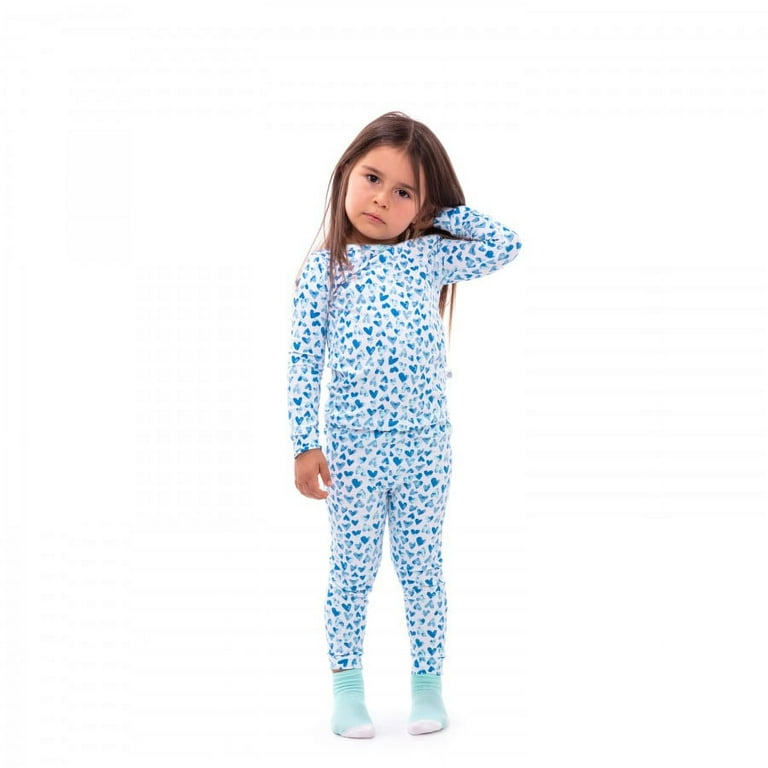 Sleep On It Infant/Toddler Girls Full Of Hearts Snug Fit 2-Piece Pajama  Sleep Set with Matching Socks - Blue, 18M 