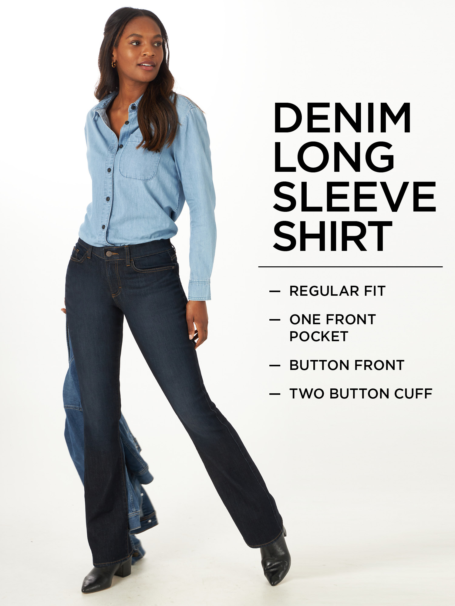 Lee Women's All Purpose Denim Long Sleeve Shirt - image 2 of 5