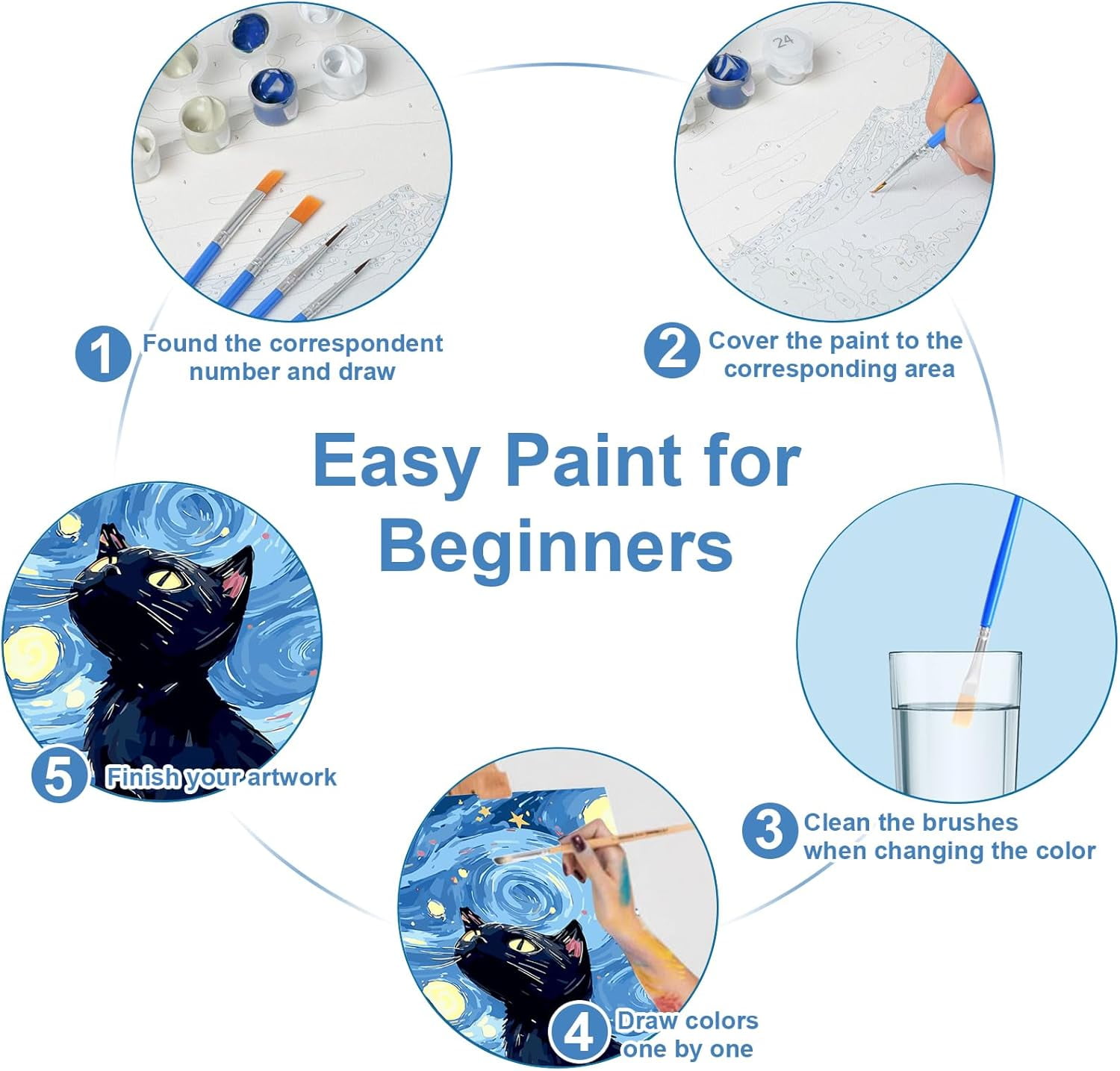 Qoosea Paint by Numbers Kit for Adults,Diamond Art Kits, Crafts DIY Paint by Numbers Kits for Beginners with Wooden Easel, Paint Brushes, Acrylic Paint Set for Home Wall Decor, 9 * 12 Inch