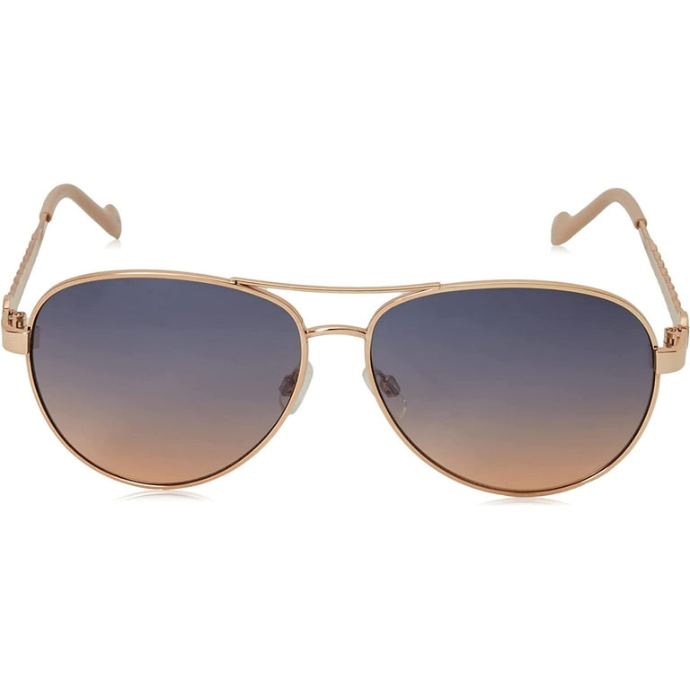 Jessica Simpson Women's Metal Aviator Logo Sunglasses - Gold/Nude
