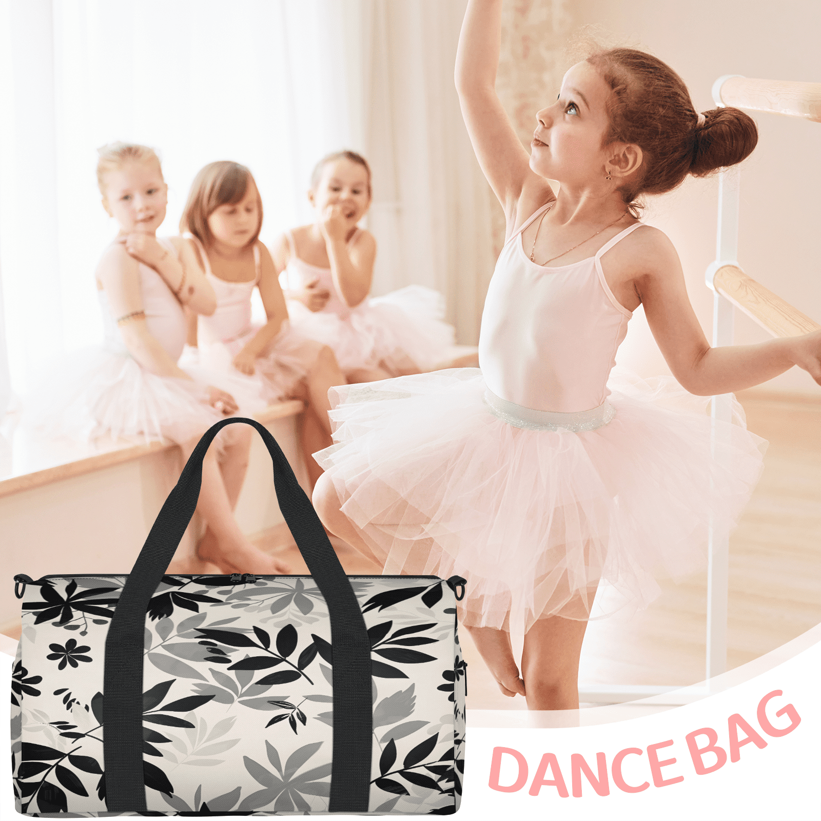 Herdesigns Leaves Gym Bag for Women, Duffle Bag for Travel Sport, Plant Leaves Lightweight Waterproof Carry on Weekender Dance Yoga Workout Bags