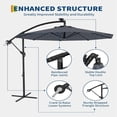 thumbnail image 4 of EastVita 10FT offset patio umbrella with solar lights 32 LED Lights with Infinite Tilt and Cross Base for Deck Pool Garden Backyard (Grey), 4 of 8