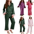 thumbnail image 4 of Yangnuo Women's Casual Velvet Fur Trim Collared Long-Sleeve Pajama Set Women's Casual Solid Color Long Sleeved Lapel Set Casual Top Pants Pajama Set, 4 of 4