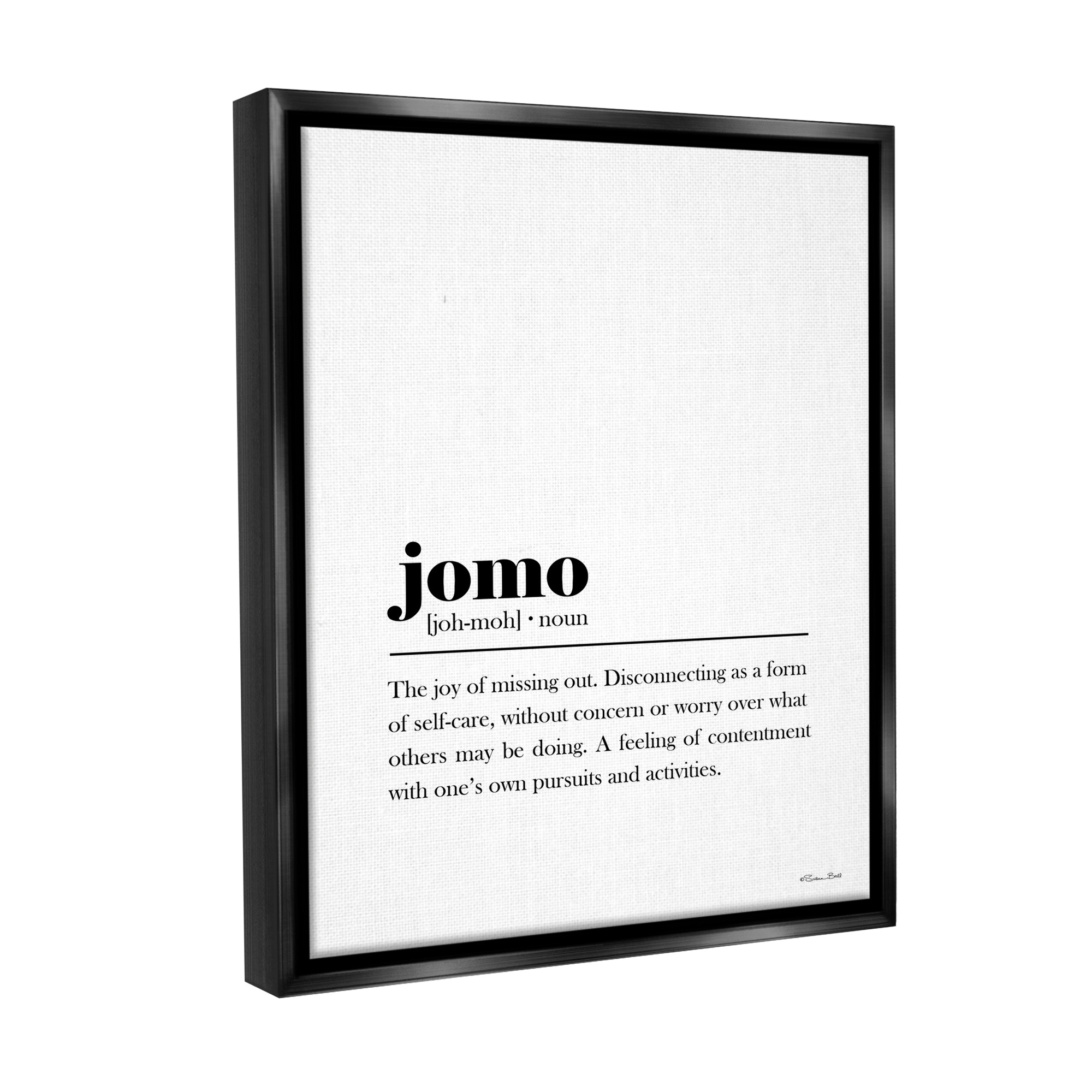 Stupell Industries Jomo Bathroom Definition Typography Painting Black Floater Framed Canvas Art Print Wall Art, 17 x 21