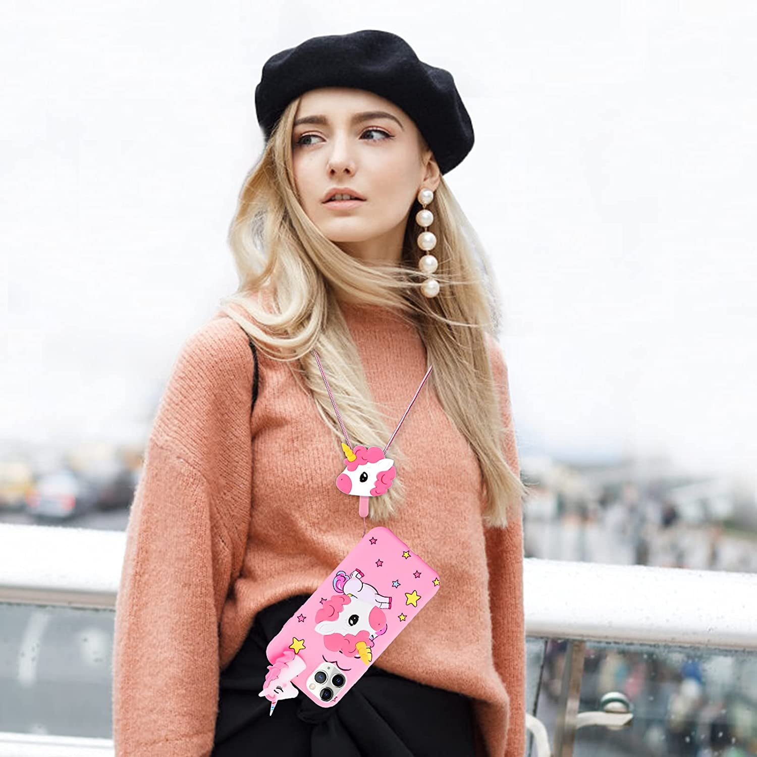 iPhone 12 Case,iPhone 12 Pro Case Rainbow Horse Case 3D Cartoon