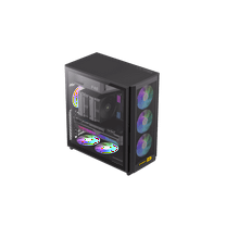 GAMEMAX F46BK Black USB3.0/Type C Tempered Glass Mid-tower ATX Computer Cases w/ 4 x ARGB/PWM fans Pre-Installed