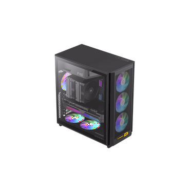 GAMEMAX F46BK Black USB3.0/Type C Tempered Glass Mid-tower ATX Computer Cases w/ 4 x ARGB/PWM fans Pre-Installed