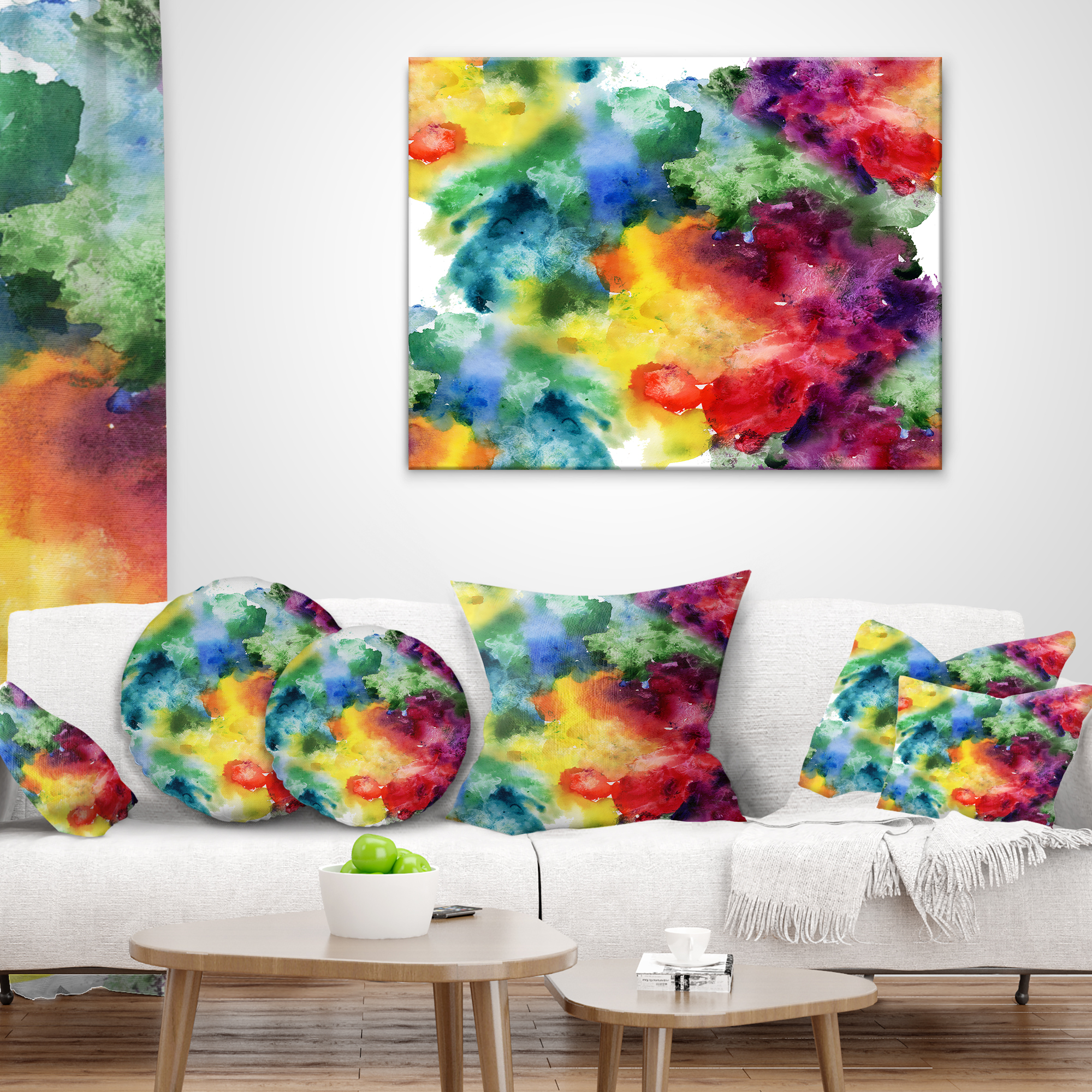 Designart Abstract Watercolor Texture - Abstract Throw Pillow - 12x20