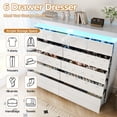 thumbnail image 3 of NEGYLIM 6 Drawer White Dresser, High Gloss Dresser with LED Light for Bedroom, Living Room, Hallway, Easy Assembly, 3 of 11