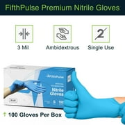 Fifth Pulse Disposable Nitrile Gloves L [100] Latex & Powder Free Gloves - Blue
