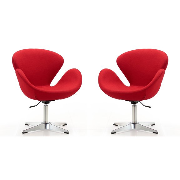 Manhattan Comfort Raspberry Fabric Accent Chair in Red (Set of 2)