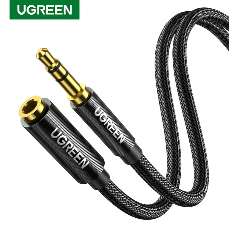 UGREEN 3.5mm Male to Female Audio Extension Cable Stereo Aux Cable for  iPhone, iPad, Smartphones,Tablets, Media Players, Black, Nylon-Braided (  3FT ) 