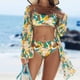 thumbnail image 2 of Trajes de Baño de Bikini de Mujer con Correas Impresas V Sexy Split Set de Tres Piezas, Diseño de Corte Alto para la Piscina de Playa Y las Vacaciones de Verano, 2 of 9