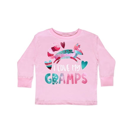 

Inktastic I Love My Gramps Pink and Blue Fox with Hearts Gift Toddler Boy or Toddler Girl Long Sleeve T-Shirt