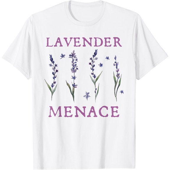 Lavender Menace Design T-Shirt men and women can wear, black, white, gifts