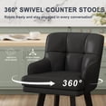 thumbnail image 6 of MultiHaven 26.2-Inch Bar Stools Set of 2,Swivel Counter Height Bar Stool with Plaid Back & Armrests,Solid Wood Legs PU Leather Kitchen Chairs for Bar,Cafe - Black, 6 of 10