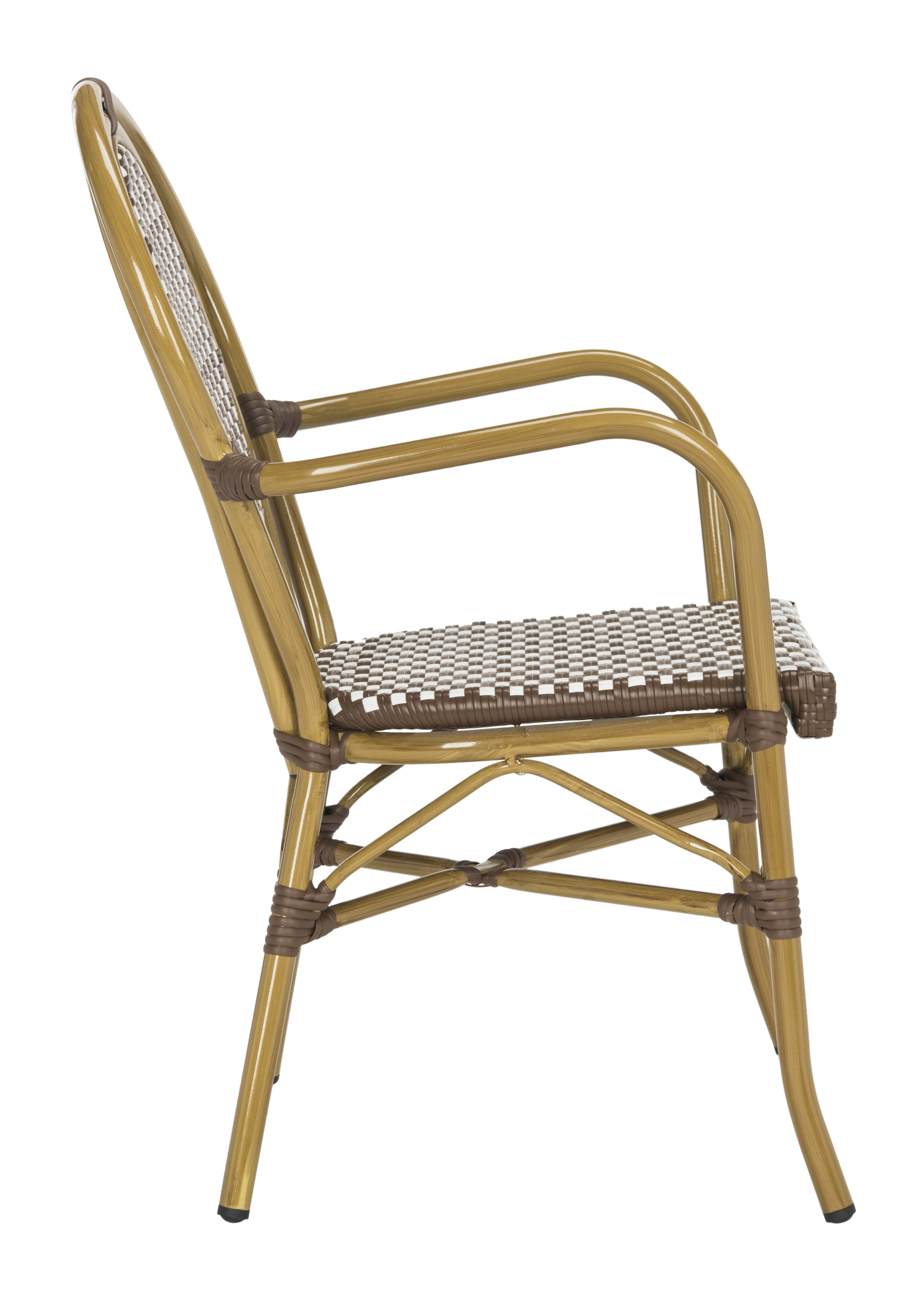 Safavieh Rosen Outdoor Stacking Arm Chair, Set of 2 - Brown/White