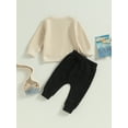 thumbnail image 4 of Lamuusaa Toddler Boys Fall Outfits Pocket Embroidery Crew Neck Long Sleeve Sweatshirts and Long Pants 2Pcs Clothes Set, 4 of 9