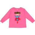 thumbnail image 3 of Inktastic Superhero Girl, Cute Girl, Brown Hair, Red Cape Girls Long Sleeve Toddler T-Shirt, 3 of 5