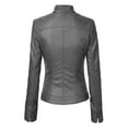 thumbnail image 2 of Made by Johnny Women's Dressy Vegan Leather Biker Jacket L GREY, 2 of 6