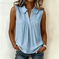 thumbnail image 4 of Kilaqueen Casual Sleeveless Tank Tops for Women, Ruffle Peter Pan Collar Pleated V Neck Flowy Lightweight Solid Boho Blouse Shirts, 4 of 9