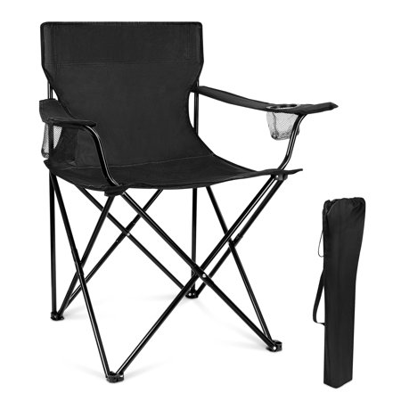 coliware outdoor lightweight folding camping chair oversized oxford fabric portable director chair for camping with carry bag cup holder compact & 551lb loading capacity - black