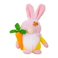 thumbnail image 2 of Easter Gnome Plush Doll, Pink Bunny Gnome Ornament With Yellow Outfit & Carrot Accessory, Easter Decor For Home Office Desktop Display, Festive Easter Gnome Plushie, Easter Themed, 2 of 5
