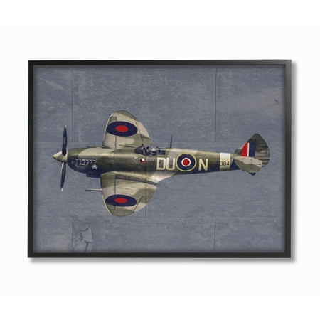 The Kids Room by Stupell Kids Military Air Plane Blue Design Framed Giclee Texturized Art by Daphne Polselli