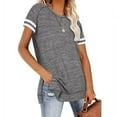 thumbnail image 1 of Mode Femmes Loisirs Solide Manches Courtes Décontracté en Vrac Tops, 1 of 4
