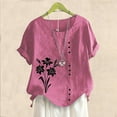 thumbnail image 2 of Blouses pour Femmes, T-Shirt à Boutons Imprimé Décontracté Mode d'Été pour Femmes à Col Rond et Manches Courtes, 2 of 3