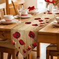 thumbnail image 2 of Red Poppy Flowers Table Runner Linen Burlap Table Runner 72 Inches Long Vintage Country Floral Plant Dresser Scarves for Kitchen Island Coffee Dining Room Party Wedding Banquet Holiday Decor 14"x72", 2 of 8