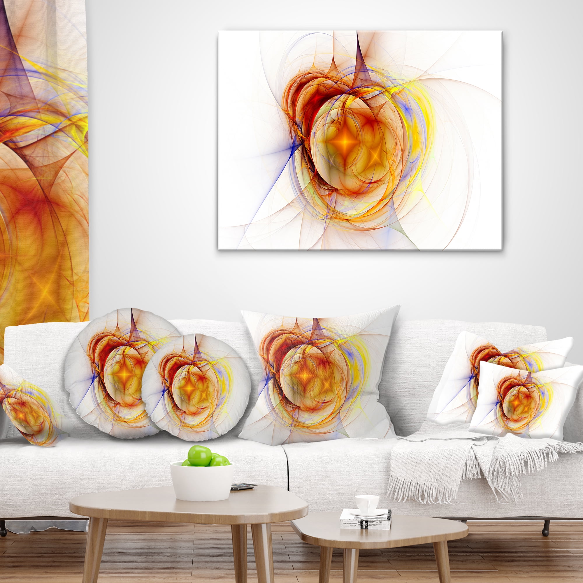 Designart Supernova Explosion in White - Abstract Throw Pillow - 12x20