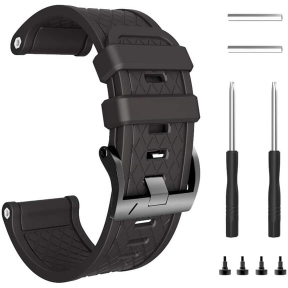 Tianle Compatible with Fenix 2 Watch Band 26mm Width Soft Silicone Watch Strap Replacement for Fenix 2 Smartwatch(Black)