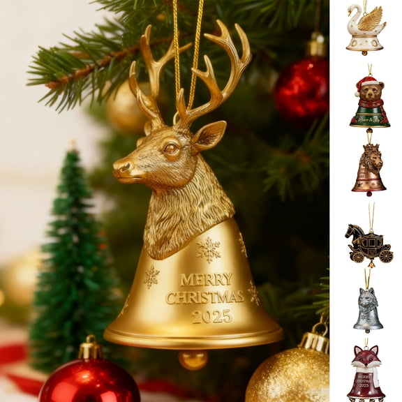 2D Christmas Animal Hanging Ornaments - Festive Decorative Pendants for Christmas Tree, Home, Lightweight Material with Cute Animal Designs, Easy to Hang, Adds Playful Holiday Ambiance, E