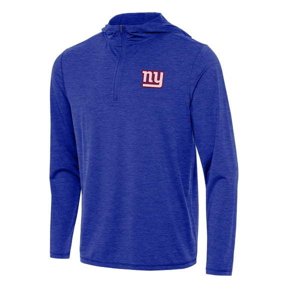 Men's Antigua Heather Royal New York Giants Tidy Quarter-Zip Pullover Hoodie