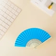 thumbnail image 5 of Yucurem 1 Pack Foldable Handheld Fan, Chinese Folding Fan for Women, Solid Bamboo Paper Fans for Wedding Guests, Dancing, Party Favors (Blue), 5 of 8