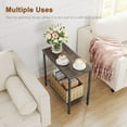 thumbnail image 5 of 2 Tier End Table, Sofa Side Table, Narrow Side Table with Storage, Slim Nightstand for Small Spaces, Metal Frame, for Living Room, Bedroom, Sofa Couch, Hall, Grey, 5 of 17