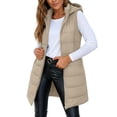 thumbnail image 2 of Turilly Womens Mid-Length Puffer Vests Sleeveless Hooded Down Jacket Fall Winter Casual Loose Outerwears with Pocket, 2 of 6