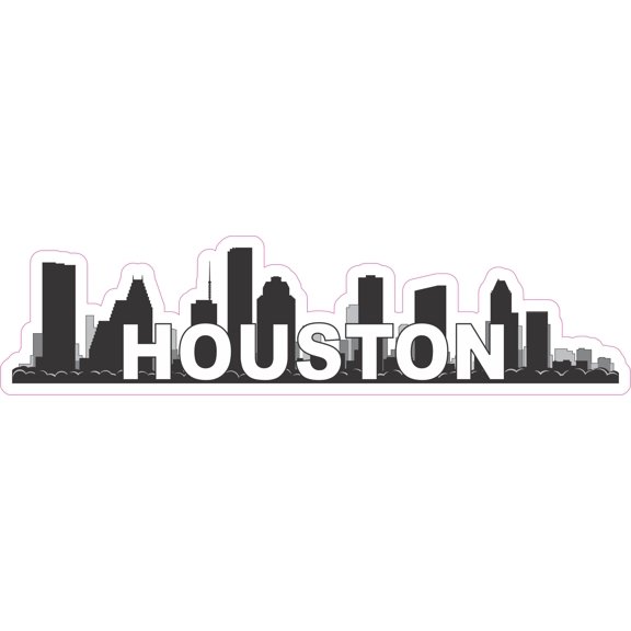 10in x 2.5in Houston Skyline Bumper Sticker Vinyl Vehicle Travel Stickers