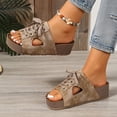 thumbnail image 5 of Samdudou Womens Sandals Summer Casual Slip On Open Toe Shoes Lace Up Sneaker Slides with Side Cutouts Chunky Sole Outdoor Walking Footwear for Ladies Vacation, 5 of 9