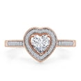 thumbnail image 2 of Heart & Round Cut White Cubic Zirconia Love Heart Halo Ring In 14K Rose Gold Plated 925 Sterling Silver (Color: White, Clarity: VVS1-VVS2) -11, 2 of 7