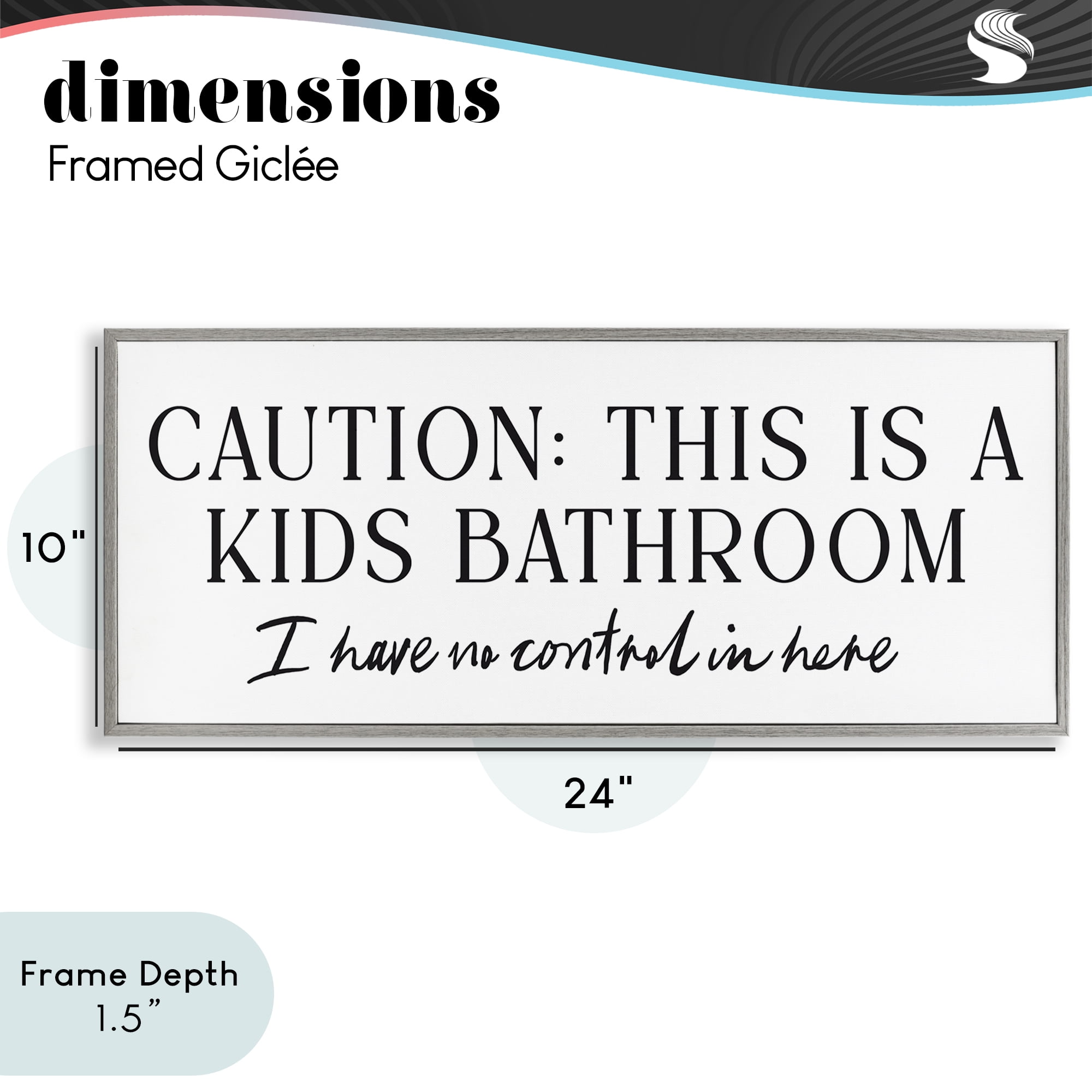 Stupell Industries No Control Kid's Bathroom Gray Framed Giclee Art, design by Lettered and Lined