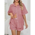thumbnail image 2 of Musefolio Womens Gingham Button Up Pajama 2 Piece Lounge Set with Chest Pocket and Elastic Waist S-XXL, 2 of 4