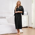 thumbnail image 6 of AMITOFO Women's Long Silk Kimono Robe Floral Satin Bathrobe, Black, One Size, 6 of 9