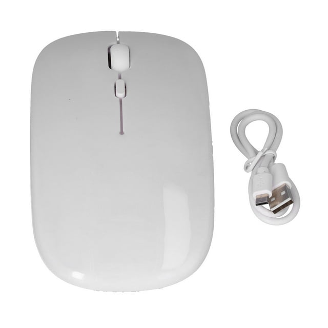Ratón óptico para computadora, silencioso, de diseño ergonómico y modo dual de 2,4 G, color blanco, recargable, inalámbrico
